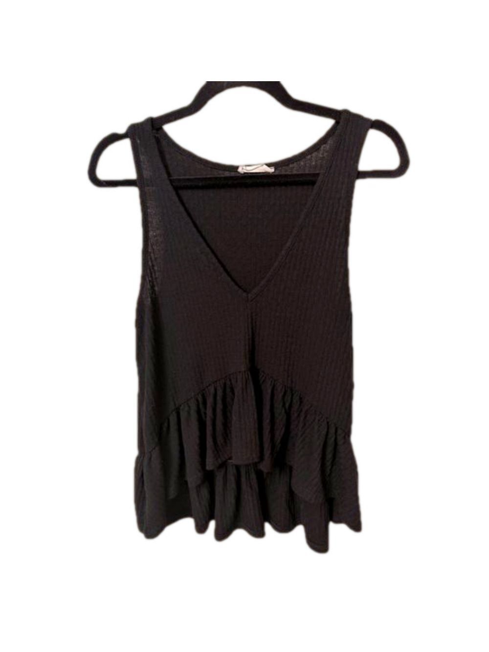 Altar'd State Black Ruffle Tank Top Small